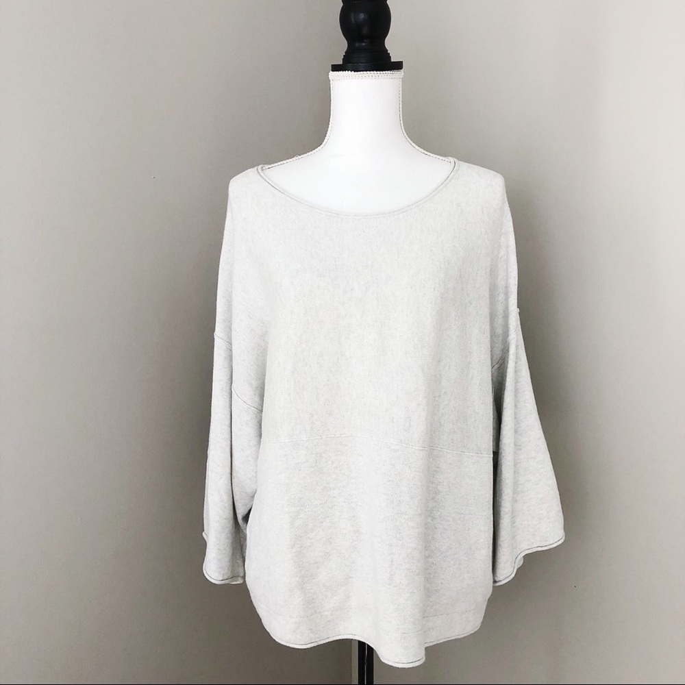 J. Jill grey oversized cashmere pocket sweater